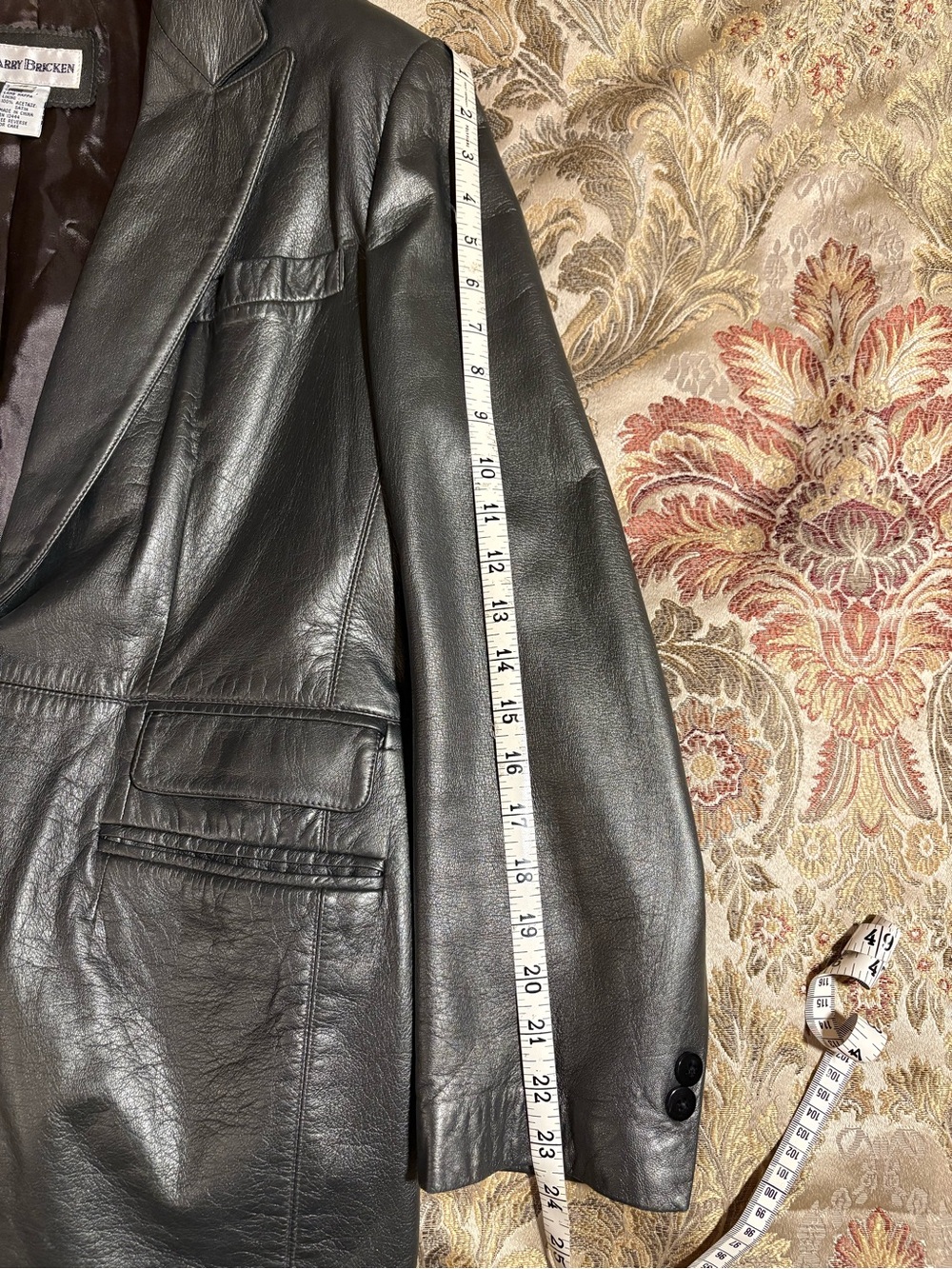 Barry Bricken boyfriend leather blazer in gunmetal 12 - Picture 8 of 8
